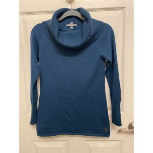 Smartwool Women's XS Teal Blue Cowl Neck Tunic Sweater Pullover Merino Wool